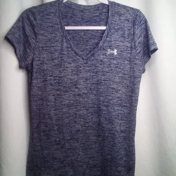Under Armour Shirt Women S ? V-neck Short Sleeve Active Athletic Blue - Picture 15 of 16